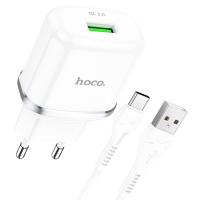 Сетевое зарядное устройство HOCO N3 Special 1xUSB с Кабелем USB - Type-C, 3A, 18W, белый