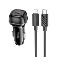Автомобильное зарядное устройство HOCO Z58 Rank, 1xUSB-C с Кабелем Type-C - Lightning, 30W, черный оптом Автомобильное зарядное устройство HOCO Z58 Rank, 1xUSB-C с Кабелем Type-C - Lightning, 30W, черный