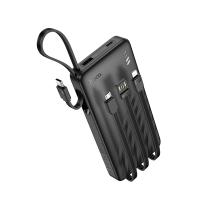 Портативный аккумулятор HOCO J146 Night, встроенный кабель Lightning + Type-C + MircoUSB, 10000 мА⋅ч, черный