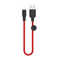 Кабель USB HOCO X21 Plus Silicone USB - Lightning, 2.4А, 25 см, красный+черный
