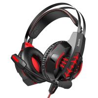 Проводные наушники HOCO W102 Cool tour gaming, USB+Jack 3.5mm, 2 м, красный