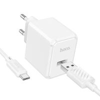 Сетевое зарядное устройство HOCO CS11A Ocean 1xUSB с Кабелем USB - Type-C, 2.1A, белый оптом Сетевое зарядное устройство HOCO CS11A Ocean 1xUSB с Кабелем USB - Type-C, 2.1A, белый