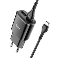 Сетевое зарядное устройство HOCO C88A Star 2xUSB с Кабелем USB - Type-C, 2.4A, 10.8W, черный