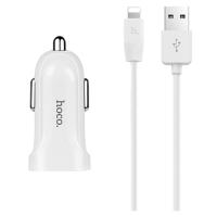 Автомобильное зарядное устройство HOCO Z2, 1xUSB с Кабелем USB - Lightning, 1.5A, белый