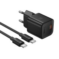Сетевое зарядное устройство HOCO N66 Ingenious 1xUSB-C с Кабелем Type-C - Type-C, 35W, черный оптом Сетевое зарядное устройство HOCO N66 Ingenious 1xUSB-C с Кабелем Type-C - Type-C, 35W, черный