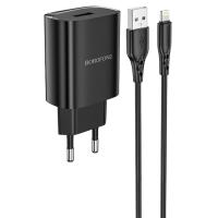 Сетевое зарядное устройство BOROFONE BN1 Innovative 1xUSB с Кабелем USB - Lightning, 2.1A, черный
