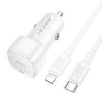 Автомобильное зарядное устройство BOROFONE BZ34A Cloud, 1xUSB-C с Кабелем Type-C - Lightning, 20W, белый