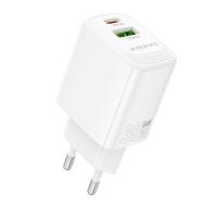 Сетевое зарядное устройство BOROFONE BN29 Fuente 1xUSB + 1xUSB-C, 3A, 30W, белый