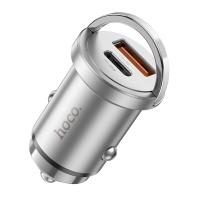 Автомобильное зарядное устройство HOCO NZ10 Handy, 1xUSB + 1xUSB-C, 4A, 45W, серебристый оптом Автомобильное зарядное устройство HOCO NZ10 Handy, 1xUSB + 1xUSB-C, 4A, 45W, серебристый