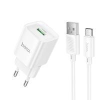 Сетевое зарядное устройство HOCO C145A Charm 1xUSB с Кабелем USB - Type-C, 18W, белый оптом Сетевое зарядное устройство HOCO C145A Charm 1xUSB с Кабелем USB - Type-C, 18W, белый