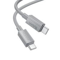Кабель USB-C HOCO X107 Favor Type-C - Type-C, 3A, 60W, 1 м, серый