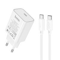 Сетевое зарядное устройство HOCO C143A Benefit 1xUSB-C с Кабелем Type-C - Type-C, 20W, белый оптом Сетевое зарядное устройство HOCO C143A Benefit 1xUSB-C с Кабелем Type-C - Type-C, 20W, белый