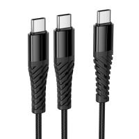 Кабель USB-C HOCO X123 Victory 2 в 1 Type-C - 2xType-C, 5V/3A, 1 м, черный