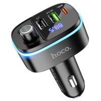 Автомобильное зарядное устройство с FM-Трансмиттер HOCO E62 Fast, 2xUSB + 1xUSB-C, 18W, черный