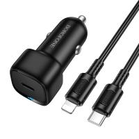 Автомобильное зарядное устройство BOROFONE BZ34A Cloud, 1xUSB-C с Кабелем Type-C - Lightning, 20W, черный