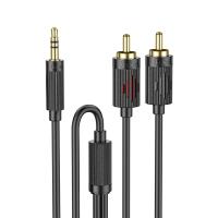 Аудиокабель HOCO UPA28 double lotus AUX Jack 3,5 (m) - RCA (m), 1.5 м, черный