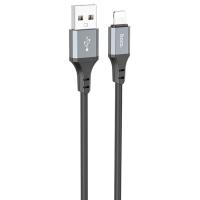 Кабель USB HOCO X86 Spear silicone USB - Lightning, 2.4А, 1 м, черный