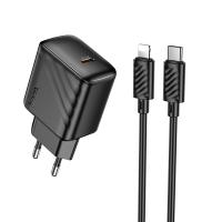 Сетевое зарядное устройство HOCO CS24A Puerto 1xUSB-C с Кабелем Type-C - Lightning, 25W, черный оптом Сетевое зарядное устройство HOCO CS24A Puerto 1xUSB-C с Кабелем Type-C - Lightning, 25W, черный