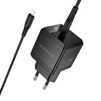 Сетевое зарядное устройство BOROFONE BN18 Intenso 1xUSB-C с Кабелем Type-C - Lightning, 20W, черный