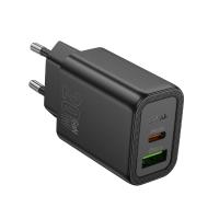 Сетевое зарядное устройство HOCO N61 Gentle 1xUSB + 1xUSB-C, 3A, 20W, черный оптом Сетевое зарядное устройство HOCO N61 Gentle 1xUSB + 1xUSB-C, 3A, 20W, черный