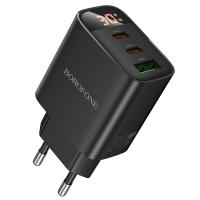 Сетевое зарядное устройство BOROFONE BA98A Ilustre  1xUSB + 2xUSB-C, 3A, 30W, черный