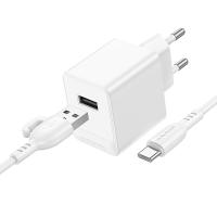 Сетевое зарядное устройство BOROFONE BAS11A Erudite 1xUSB с Кабелем USB - Type-C, 2.1A, белый