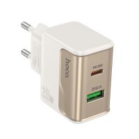 Сетевое зарядное устройство HOCO CS71A Star 1xUSB + 1xUSB-C, 3A, 20W, белый оптом Сетевое зарядное устройство HOCO CS71A Star 1xUSB + 1xUSB-C, 3A, 20W, белый