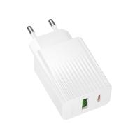 Сетевое зарядное устройство BOROFONE BAS74A Source 1xUSB + 1xUSB-C, 3A, 20W, белый