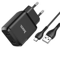 Сетевое зарядное устройство HOCO N7 Speedy 2xUSB с Кабелем USB - Micro, 2.1A, 10W, черный