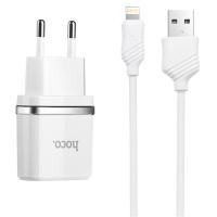Сетевое зарядное устройство HOCO C11 Smart 1xUSB с Кабелем USB - Lightning, 1A, 5W, белый