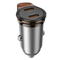 Автомобильное зарядное устройство HOCO NZ16B Rigorous, 2xUSB-C, 45W, серый металлик оптом Автомобильное зарядное устройство HOCO NZ16B Rigorous, 2xUSB-C, 45W, серый металлик