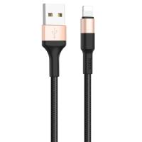 Кабель USB HOCO X26 Xpress USB - Lightning, 2А, 1 м, черный+золотой