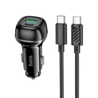 Автомобильное зарядное устройство HOCO Z58A Rank, 1xUSB + 1xUSB-C с Кабелем Type-C - Type-C, 48W, черный оптом Автомобильное зарядное устройство HOCO Z58A Rank, 1xUSB + 1xUSB-C с Кабелем Type-C - Type-C, 48W, черный