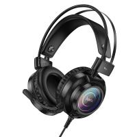 Проводные наушники HOCO W110 Resource, USB+Jack 3.5mm, 2 м, черный оптом Проводные наушники HOCO W110 Resource, USB+Jack 3.5mm, 2 м, черный