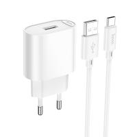 Сетевое зарядное устройство HOCO C109A Fighter 1xUSB с Кабелем USB - Type-C, 2.1A, 10.5W, белый оптом Сетевое зарядное устройство HOCO C109A Fighter 1xUSB с Кабелем USB - Type-C, 2.1A, 10.5W, белый