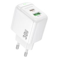 Сетевое зарядное устройство BOROFONE BAS45A Potential 1xUSB + 1xUSB-C, 3A, 30W, белый