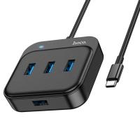 USB HUB разветвитель HOCO HB31 Easy 4 в 1 Type-C (m) - 4xUSB3.0 (f), 20 см, черный