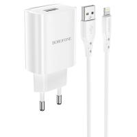 Сетевое зарядное устройство BOROFONE BN1 Innovative 1xUSB с Кабелем USB - Lightning, 2.1A, 5W, белый