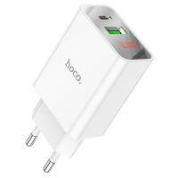 Сетевое зарядное устройство HOCO C100A 1xUSB + 1xUSB-C, 3A, 20W, белый