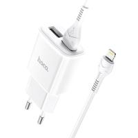 Сетевое зарядное устройство HOCO C88A Star 2xUSB с Кабелем USB - Lightning, 2.4A, 10.8W, белый