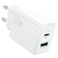 Сетевое зарядное устройство HOCO N69 Nuevo 1xUSB + 1xUSB-C, 3A, 20W, белый оптом Сетевое зарядное устройство HOCO N69 Nuevo 1xUSB + 1xUSB-C, 3A, 20W, белый