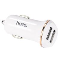Автомобильное зарядное устройство HOCO Z1 double ported, 2xUSB, 2.1A, 11W, белый