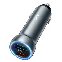 Автомобильное зарядное устройство HOCO Z54A Prosperous, 1xUSB + 1xUSB-C, 48W, серый металлик оптом Автомобильное зарядное устройство HOCO Z54A Prosperous, 1xUSB + 1xUSB-C, 48W, серый металлик