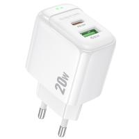Сетевое зарядное устройство BOROFONE BAS44A Potential 1xUSB + 1xUSB-C, 3A, 20W, белый