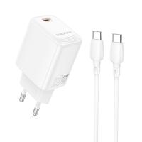 Сетевое зарядное устройство BOROFONE BN26 Fuente 1xUSB-C с Кабелем Type-C - Type-C, 20W, белый