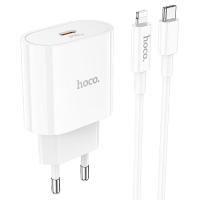 Сетевое зарядное устройство HOCO C94A 1xUSB-C с Кабелем Type-C - Lightning, 3.0A, 20W, белый