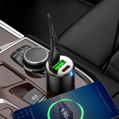 Автомобильное зарядное устройство HOCO NZ6, 1xUSB + 2xUSB-C, 45W, черный