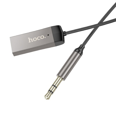 Переходник/Адаптер HOCO E78 Benefit Jack 3.5 (m) - USB (f), 1.2 м, черный+серый металлик