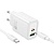 Сетевое зарядное устройство HOCO N63 Gentle 1xUSB + 1xUSB-C с Кабелем Type-C - Type-C, 3A, 30W, белый оптом Сетевое зарядное устройство HOCO N63 Gentle 1xUSB + 1xUSB-C с Кабелем Type-C - Type-C, 3A, 30W, белый