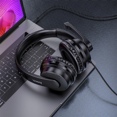 Проводные наушники HOCO W103 Magic, Jack 3.5mm+AUX, 1.2 м, черный